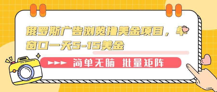 （13929期）俄罗斯广告浏览撸美金项目，单窗口一天5-15美金-佳佳云创网