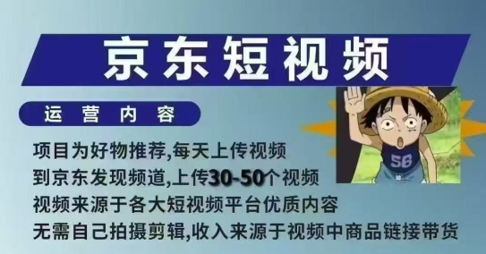 京东短视频带货课，无需自己拍摄剪辑，保姆式教学，两天快速上手-佳佳云创网