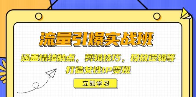 （14008期）流量引爆实战班，涵盖情绪触点，剪辑技巧，投放逻辑等，打造女性IP变现-佳佳云创网