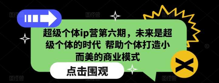 超级个体ip营第六期，未来是超级个体的时代  帮助个体打造小而美的商业模式-佳佳云创网