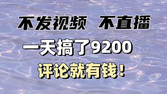 （14018期）不发作品不直播，评论就有钱，一条最高10块，一天搞了9200-佳佳云创网
