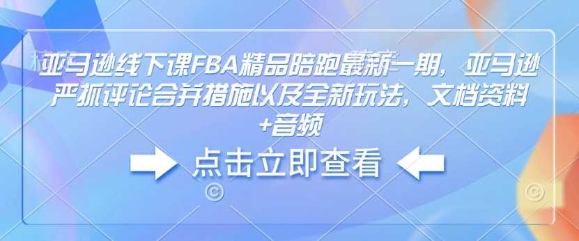 亚马逊线下课FBA精品陪跑最新一期，亚马逊严抓评论合并措施以及全新玩法，文档资料+音频-佳佳云创网