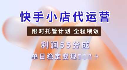 快手小店代运营，限时托管计划，收益55分，单日稳定变现多张【揭秘】-佳佳云创网