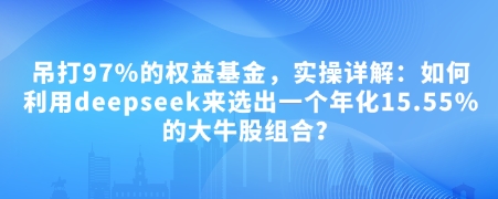 付费文章：吊打97%的权益基金，实操详解：如何利用deepseek来选出一个年化15.55%的大牛股组合?-佳佳云创网
