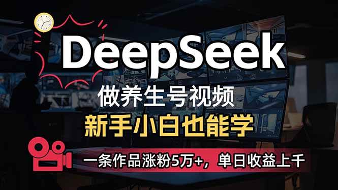 （14270期）小白用DeepSeek做养生号，一条作品涨粉5万+，单日收益上千-佳佳云创网