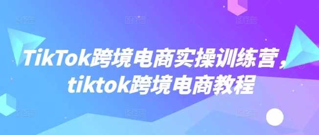 TikTok跨境电商实操训练营，tiktok跨境电商教程-佳佳云创网