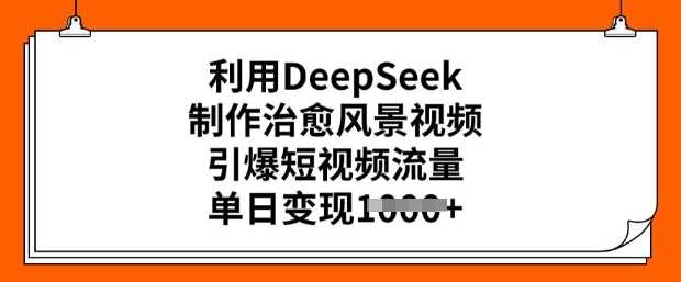 利用DeepSeek制作治愈风景视频，引爆短视频流量，单日变现多张-佳佳云创网