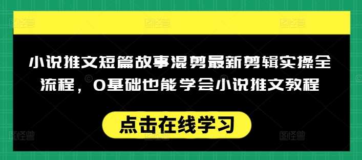 小说推文短篇故事混剪最新剪辑实操全流程，0基础也能学会小说推文教程，肯干多发日入多张-佳佳云创网
