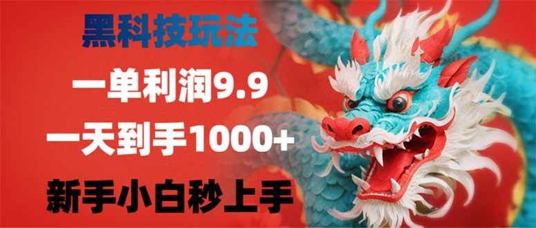 （14335期）黑科技玩法，一单利润9.9,一天到手1000+，新手小白秒上手-佳佳云创网