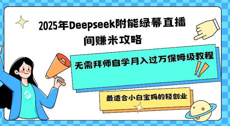 2025年Deepseek附能绿幕直播间挣米攻略无需拜师自学月入过W保姆级教程，最适合小白宝妈的轻创业-佳佳云创网