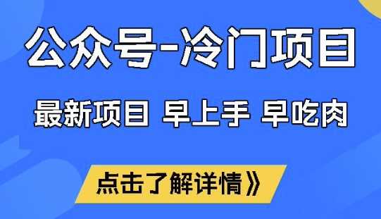公众号冷门赛道，早上手早吃肉，单月轻松稳定变现1W【揭秘】-佳佳云创网