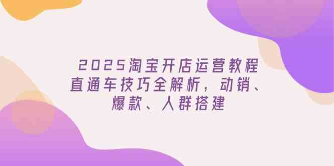 2025淘宝开店运营教程更新，直通车技巧全解析，动销、爆款、人群搭建-佳佳云创网