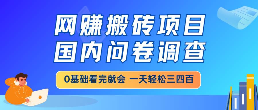 （14578期）网赚搬砖项目，国内问卷调查，0基础看完就会 一天轻松三四百，靠谱副业…-佳佳云创网