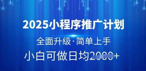 2025小程序推广计划，全面升级，简单上手，日均多张【揭秘】-佳佳云创网