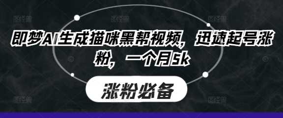 即梦AI生成猫咪黑帮视频，迅速起号涨粉，一个月5k-佳佳云创网