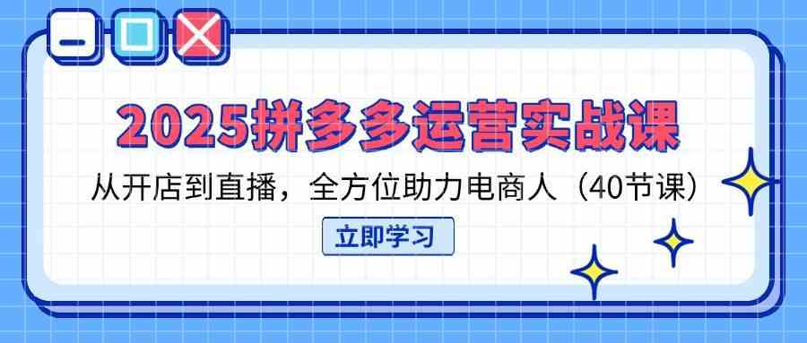 2025拼多多运营实战课，从开店到直播，全方位助力电商人（40节课）-佳佳云创网