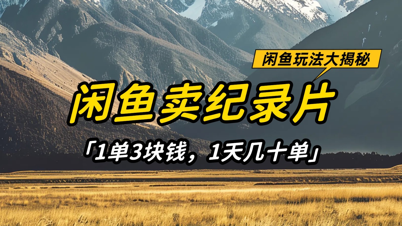 闲鱼卖纪录片，简单又赚钱的小项目，1单3块钱  1天几十单-佳佳云创网