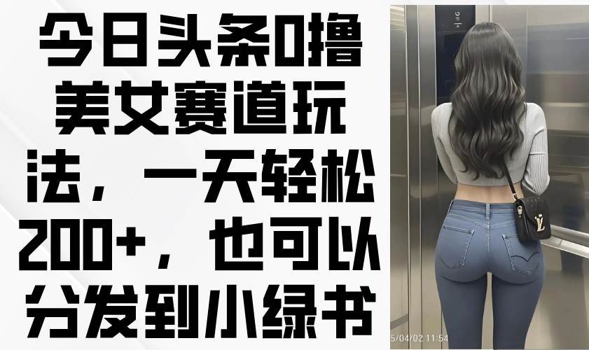 （14393期）今日头条0撸美女赛道玩法，一天轻松200+，也可以分发到小绿书-佳佳云创网