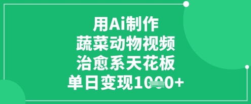 用Ai制作蔬菜动物视频，治愈系天花板，单日变现1k-佳佳云创网