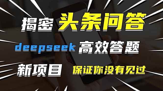 （14480期）头条问答，刚出的新玩法！保证你没见过！用DeepSeek去高效答题，一个账…-佳佳云创网