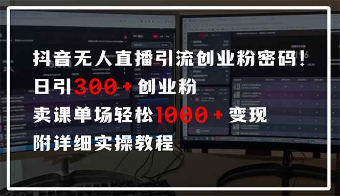 （14564期）抖音无人直播引流密码！日引300+创业粉 单场轻松1000+变现 附详细实操教程-佳佳云创网