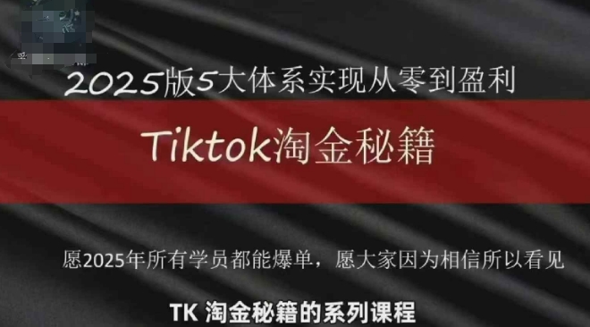 TikTok跨境2025淘金秘籍，​2025TikTok从0到盈利变现-佳佳云创网