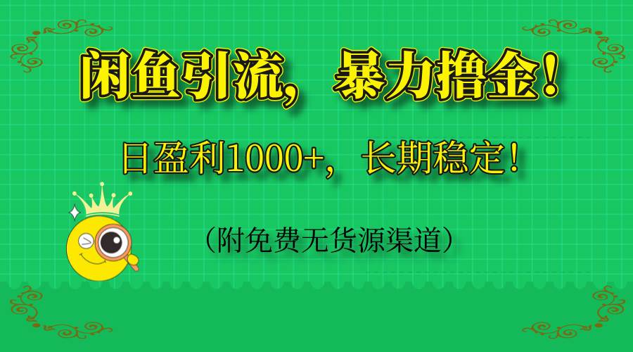 （14647期）闲鱼引流，暴力撸金，日盈利1000+，长期稳定！（附免费无货源渠道）-佳佳云创网