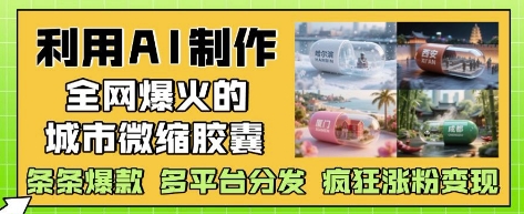 利用AI制作全网爆火的城市微缩胶囊，条条爆款， 多平台分发，疯狂涨粉变现-佳佳云创网