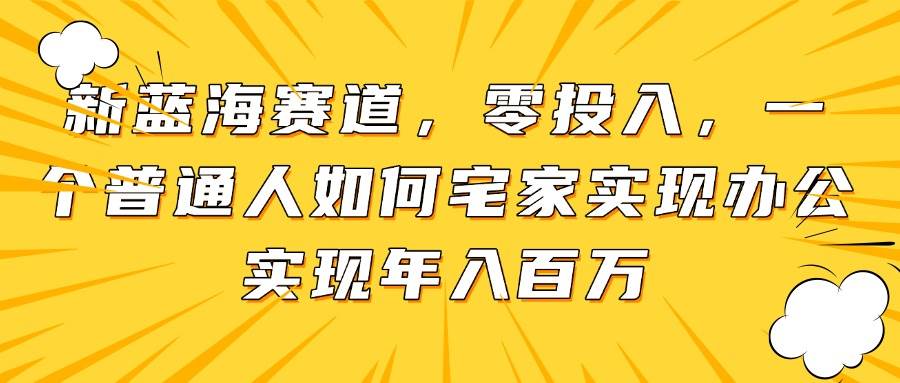 （14700期）新蓝海赛道，零投入，一个普通人如何宅家办公实现年入百万-佳佳云创网