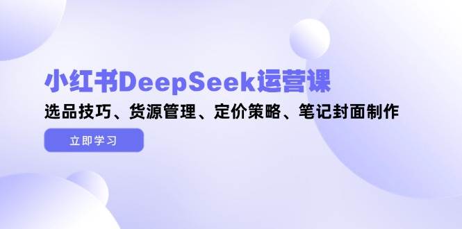（14748期）小红书DeepSeek运营课，选品技巧、货源管理、定价策略、笔记封面制作-佳佳云创网