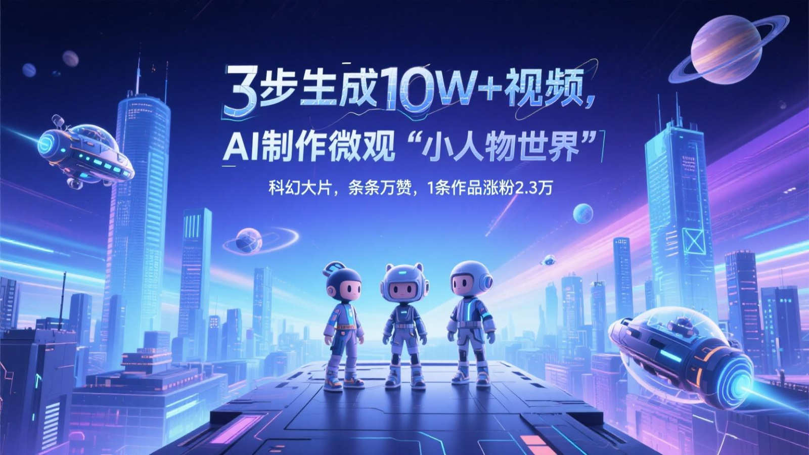 三步生成10W+视频，AI制作微观“小人物世界”科幻大片，条条万赞，1条作品涨粉2.3万-佳佳云创网