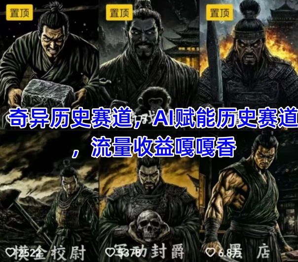 抖音奇异历史赛道，AI赋能历史赛道，流量收益嘎嘎香，狂撸伙伴计划-佳佳云创网