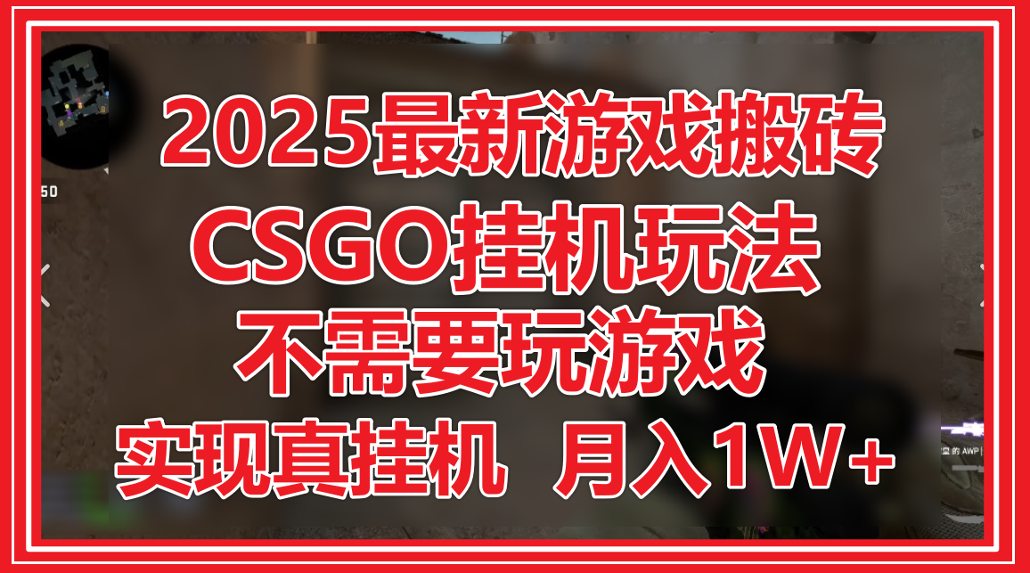 2025最新游戏搬砖，CSGO挂机，不需要玩游戏，实现真挂机，月入1W+-佳佳云创网