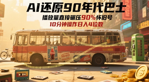 AI还原90年代巴士，一帧就让70后泪崩，播放量直接碾压90%怀旧号，每天操作十分钟，日入四位数-佳佳云创网