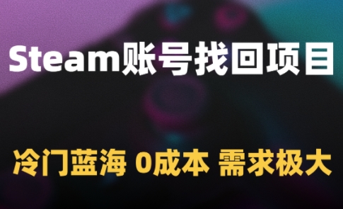 Steam账号找回项目，冷门蓝海，0成本，需求极大-佳佳云创网
