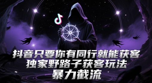 抖音只要你有同行就能获客，独家野路子获客玩法，暴力截流【揭秘】-佳佳云创网