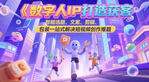 数字人IP打造获客变现实操课，智能选题、文案、剪辑、包装一站式解决短视频创作难题-佳佳云创网