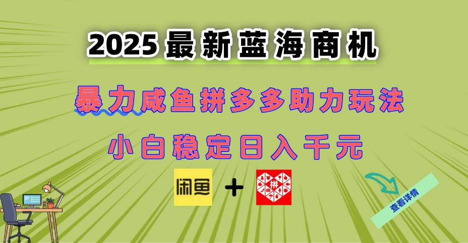 （14942期）最新闲鱼拼多多助力玩法 当下的蓝海商机 新手小白也能轻松操作 实现日…-佳佳云创网