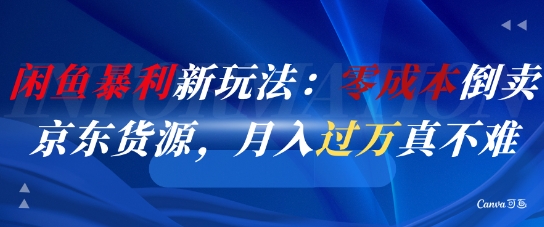 闲鱼暴利新玩法：零成本倒卖京东货源，月入过1W真不难-佳佳云创网