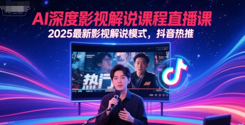 AI深度影视解说课程直播课，2025最新影视解说模式，抖音热推-佳佳云创网