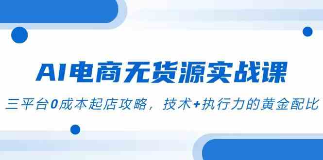 AI电商无货源实战课，三平台0成本起店攻略，技术+执行力的黄金配比-佳佳云创网