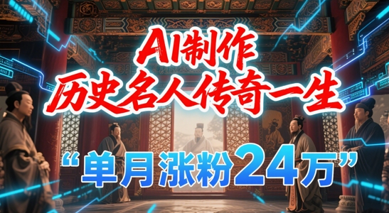 暴力起号！用AI制作历史名人传奇一生，单月涨粉24W，涨粉+变现赛道黑马来了-佳佳云创网