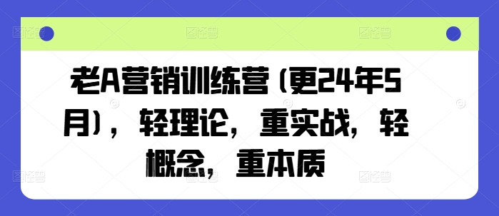 老A营销训练营(更25年6月)，轻理论，重实战，轻概念，重本质-佳佳云创网