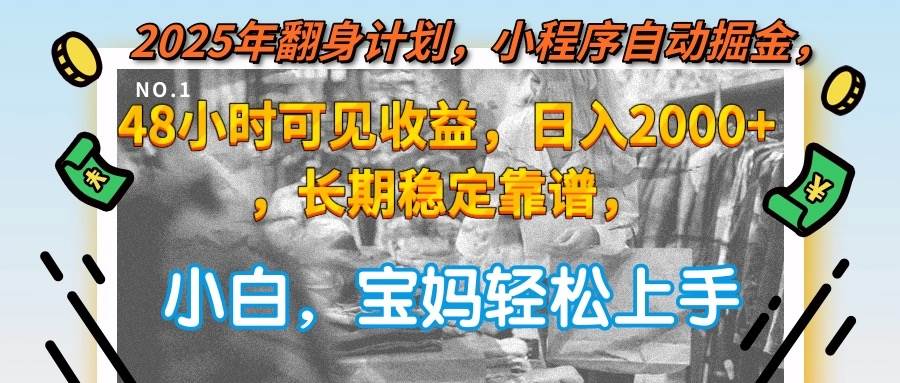 （15082期）2025年翻身计划，小程序自动掘金48小时可见收益，日入2000+，长期稳定…-佳佳云创网