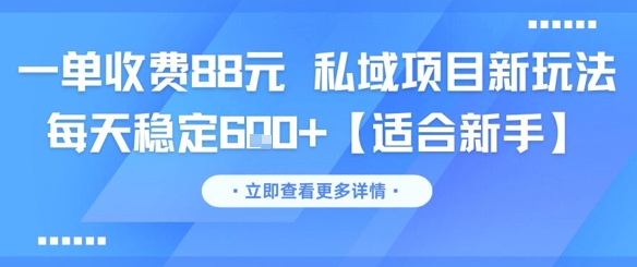 一单收费88元 私域项目新玩法 每天稳定6张+【适合新手】-佳佳云创网