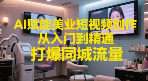 AI赋能美业短视频创作，从入门到精通，打爆同城流量，超级AI工具短视频实操落地-佳佳云创网