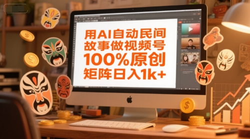 用AI自动民间故事做视频号，100%原创，矩阵日入1k+-佳佳云创网