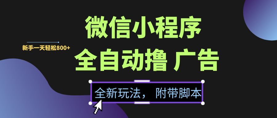 （15134期）微信小程序挂机撸广告，全新玩法，新手一天轻松800+【附带脚本】-佳佳云创网