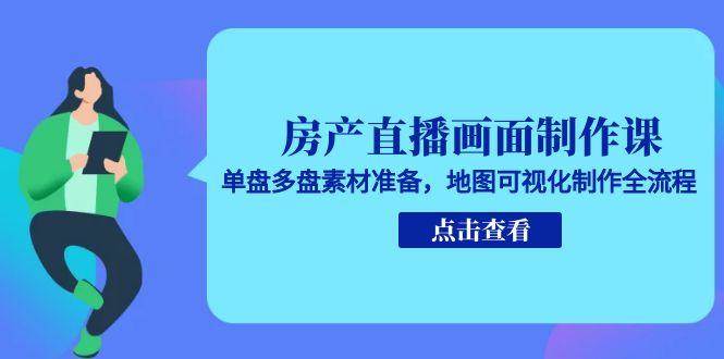 （15156期）房产直播画面制作课，单盘多盘素材准备，地图可视化制作全流程-佳佳云创网