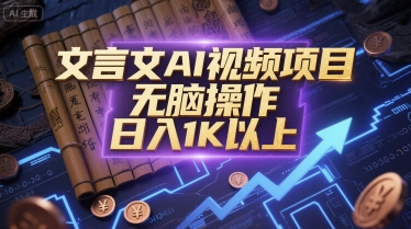 文言文AI视频项目，无脑操作，日入1K以上-佳佳云创网